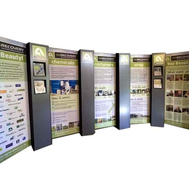 Towers with hanging fabric banners - Displays2Go