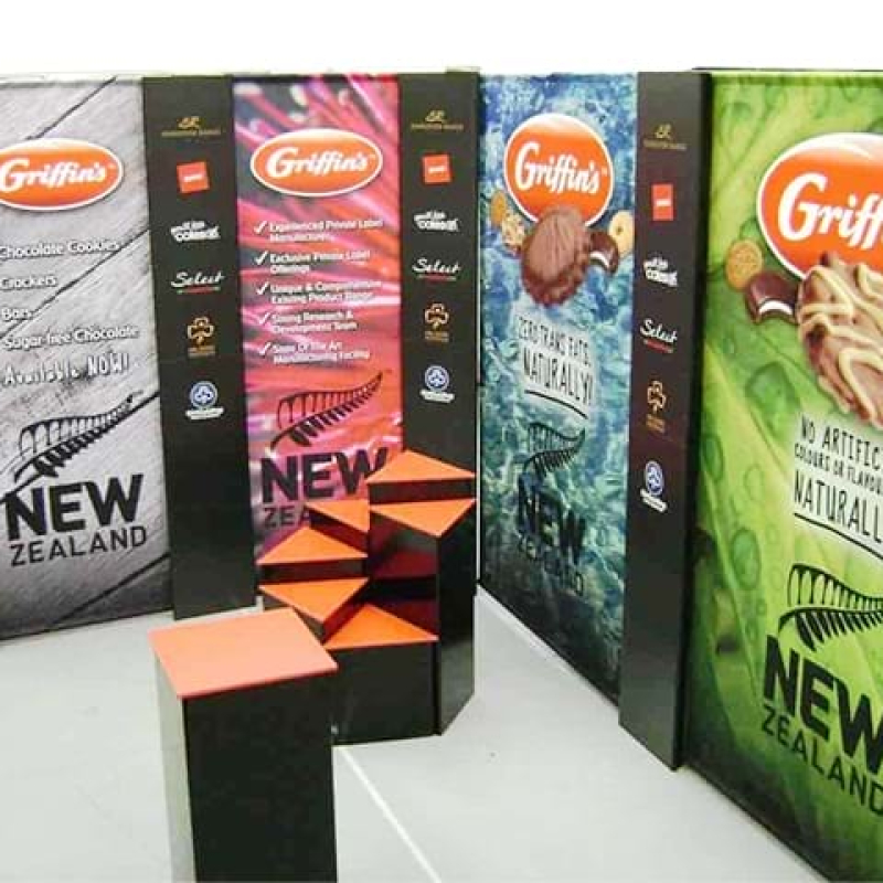 Towers with hanging fabric banners - Displays2Go