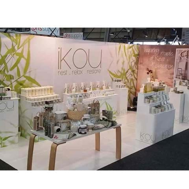 Graphic backdrops attach to walls with velcro - Displays2Go
