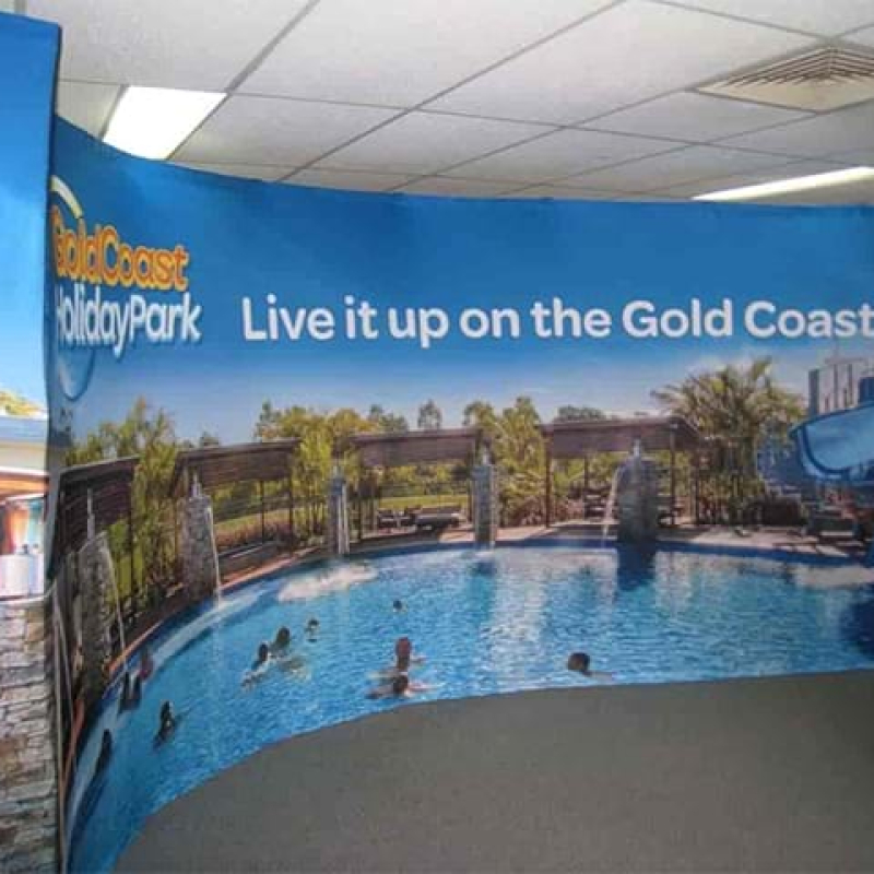 Printed backdrop on a curved frame - Displays2Go