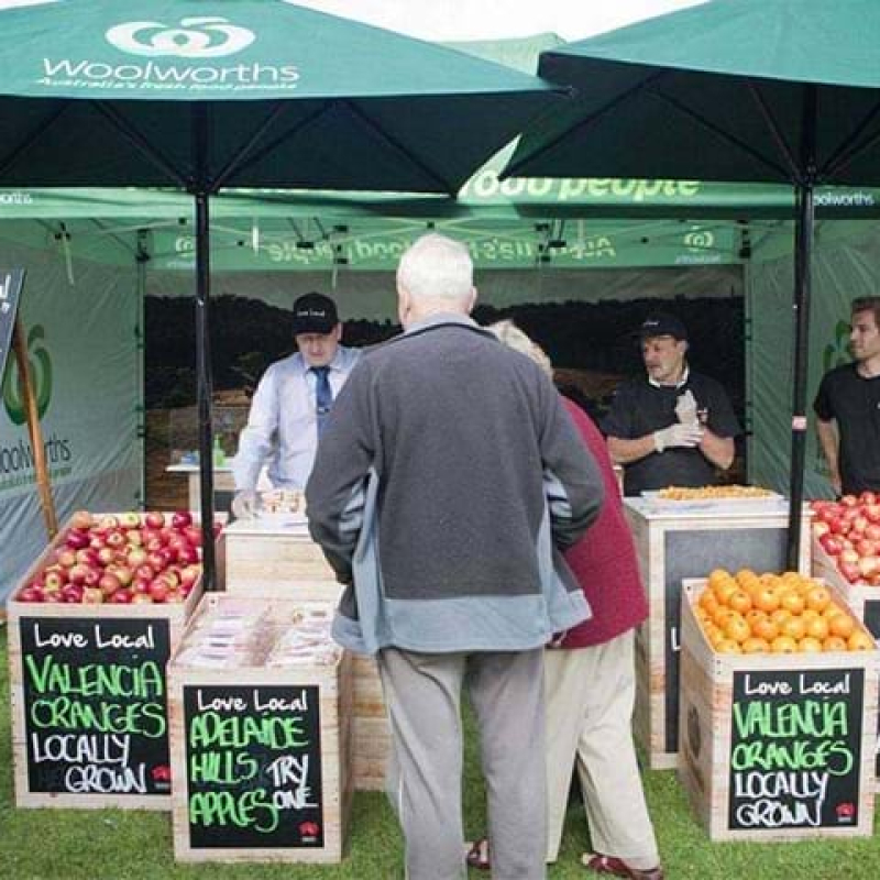 Woolworths umbrellas and marquees - Displays2Go