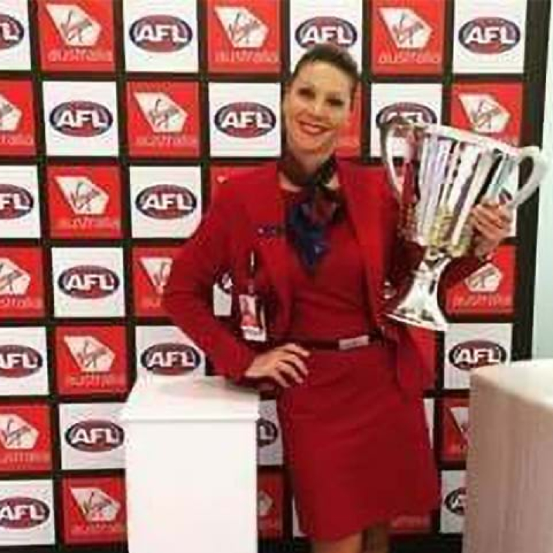 AFL Premiership cup on a portable plinth - Displays2Go