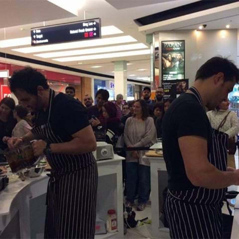 Cooking demo at shopping mall - Displays2Go
