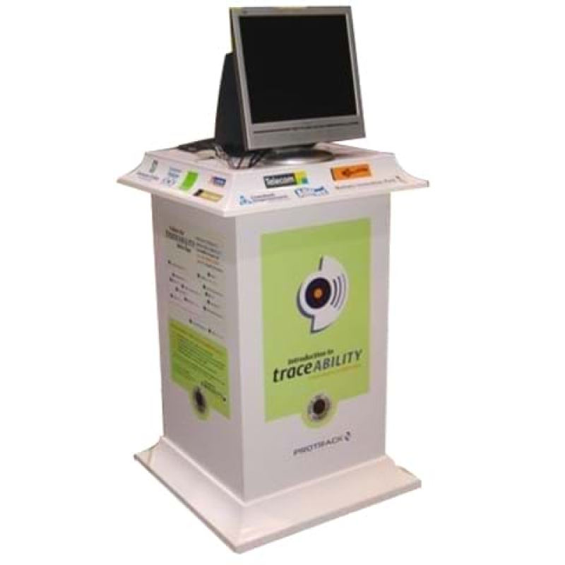 Podium with decals and tv - Displays2Go