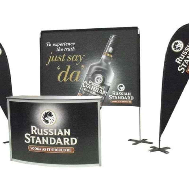 Teardrop banner used as part of promo kit - Displays2Go