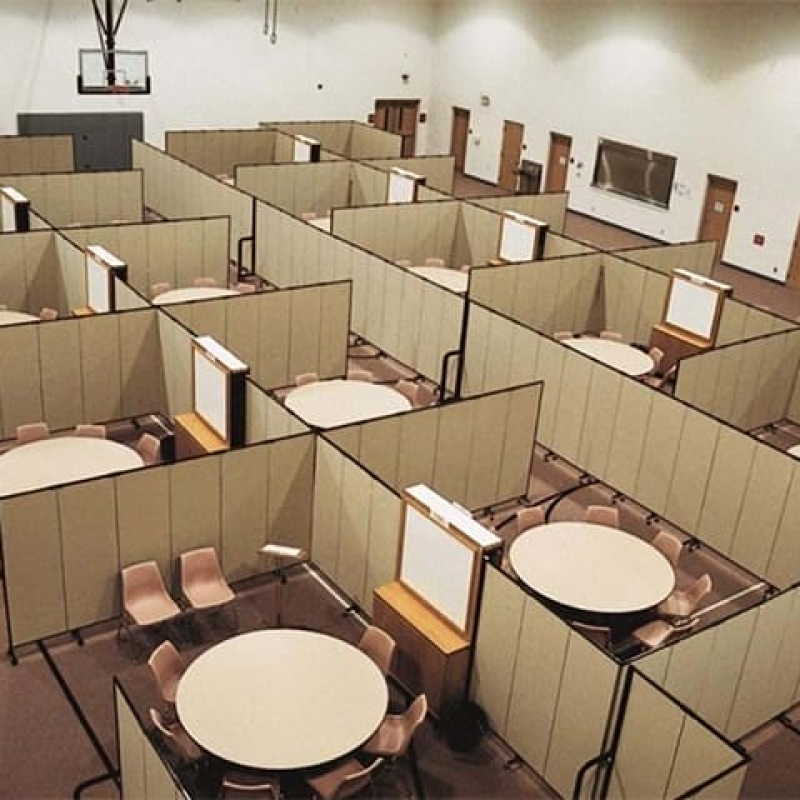 Foldaway room dividing screen on castors - Displays2Go