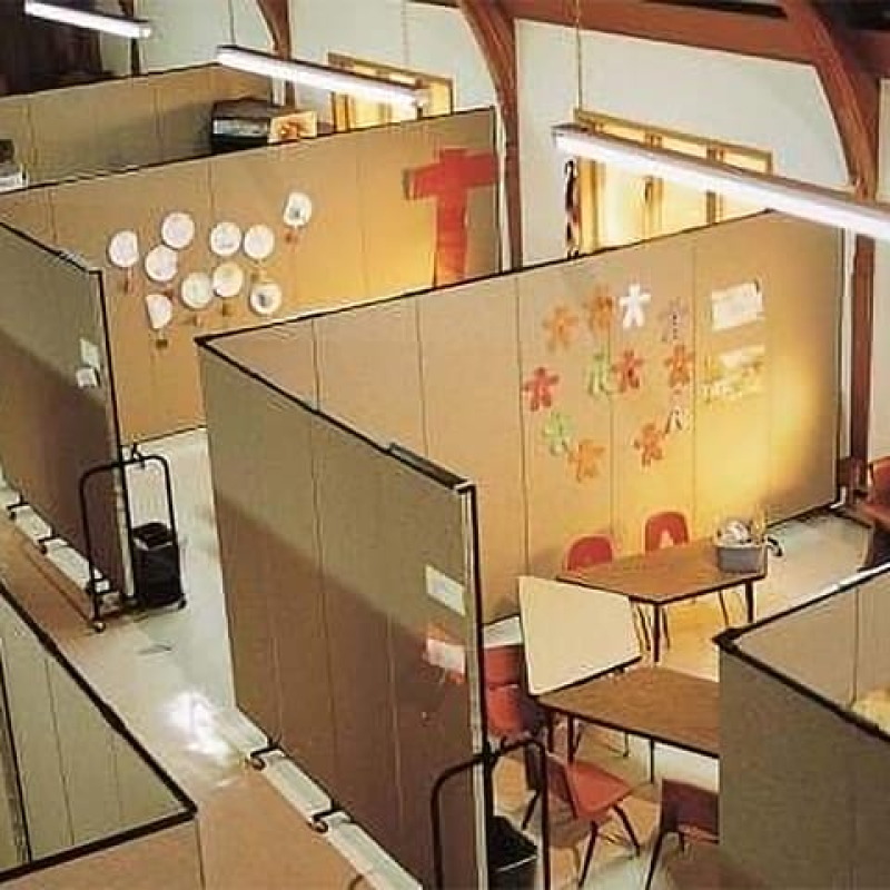 Foldaway room dividing screen on castors - Displays2Go