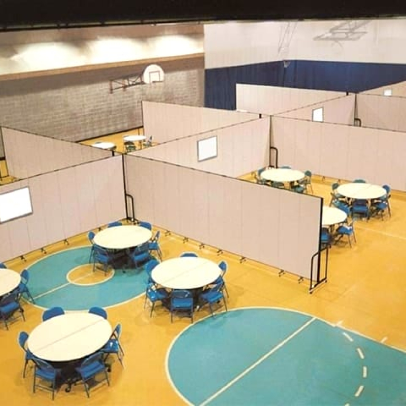 Foldaway room dividing screen on castors - Displays2Go