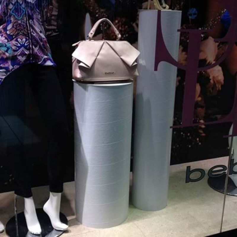Round plinth window display - Displays2Go