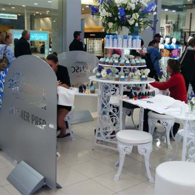 A full experiential marketing kit in use - Displays2Go