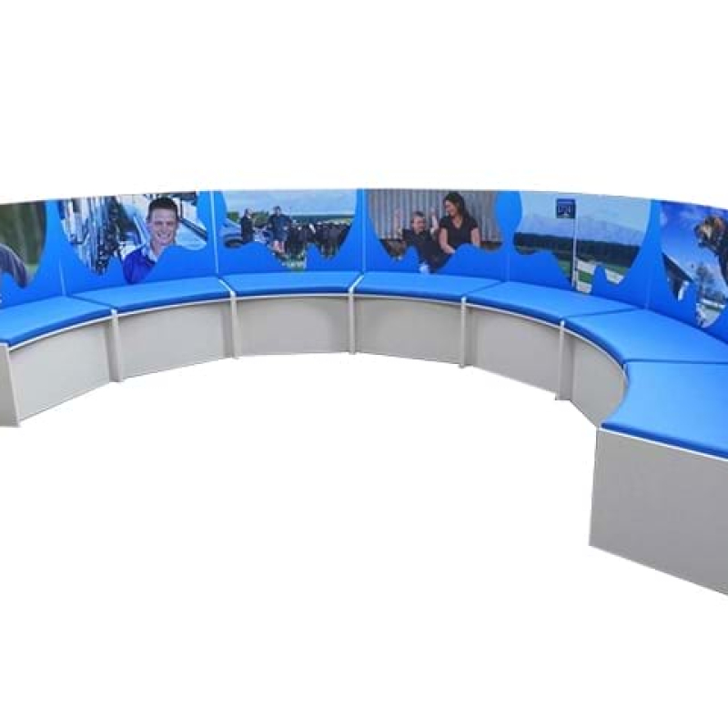 Curved mall seating - Displays2Go