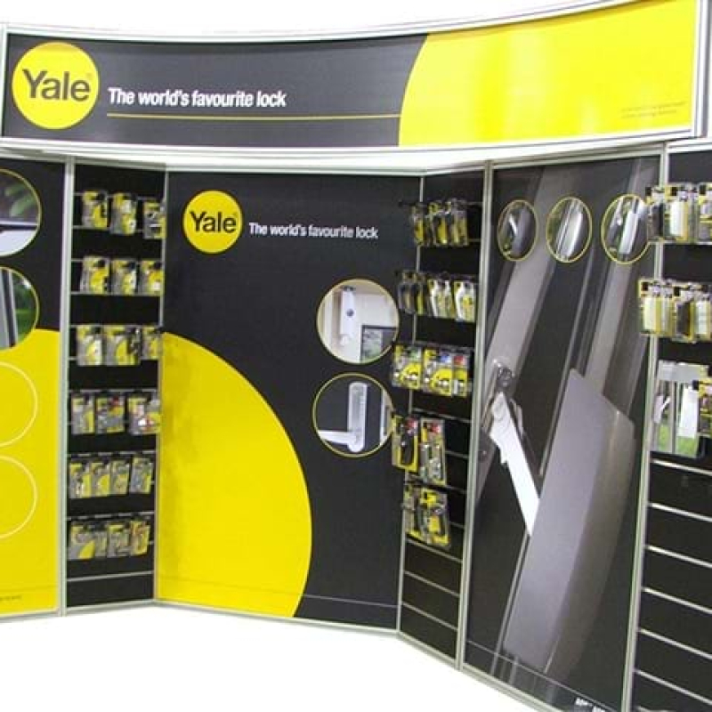 Mall display with slat wall and posters - Displays2Go