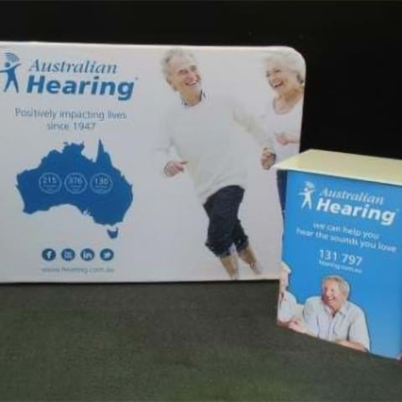 Sales table and branded double-sided wall - perfect for Scentre - Displays2Go