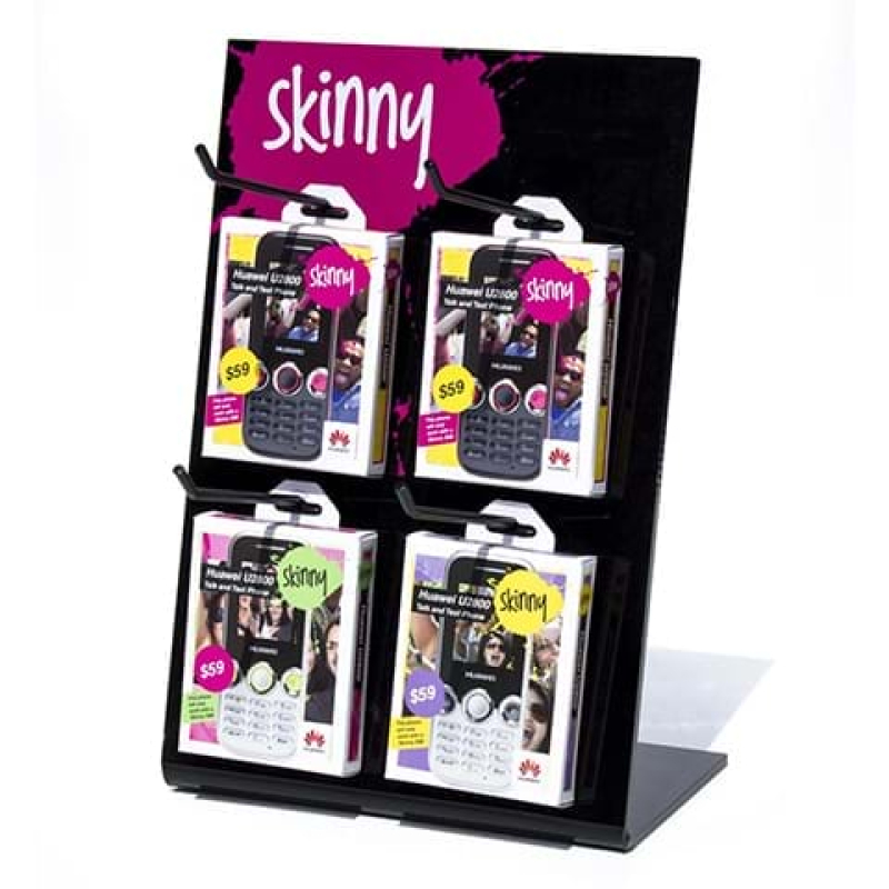 Acrylic counter top stand with hang sell hooks - Displays2Go